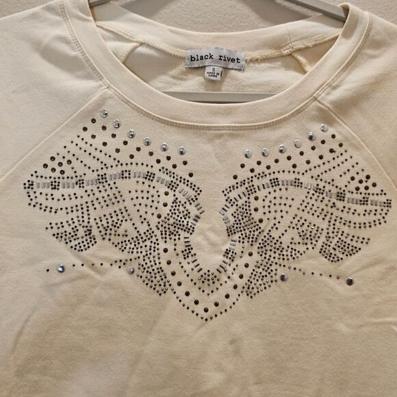 Black Rivet Women's Shortsleeve Studded Top Size Small - Picture 4 of 6